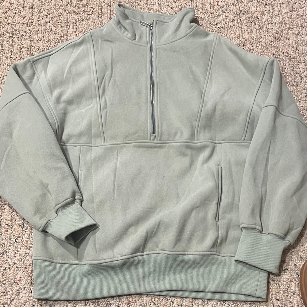 Sage Green Half-Zip Sweater